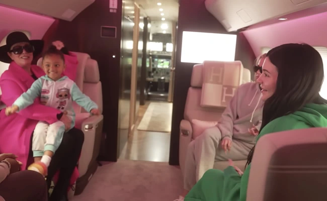 Kylie Jenner's private jet club suite area