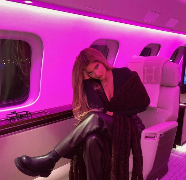 Kylie's jet with neon purple lights
