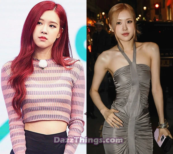Blackpink Rose boob job before and after comparison photo
