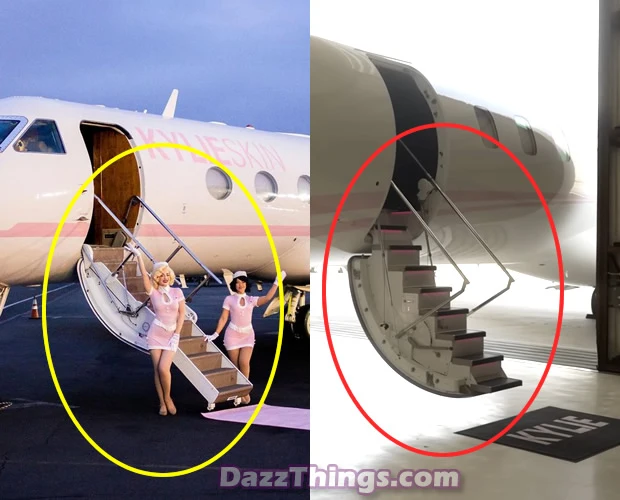 Kylie Skin private jet stairs